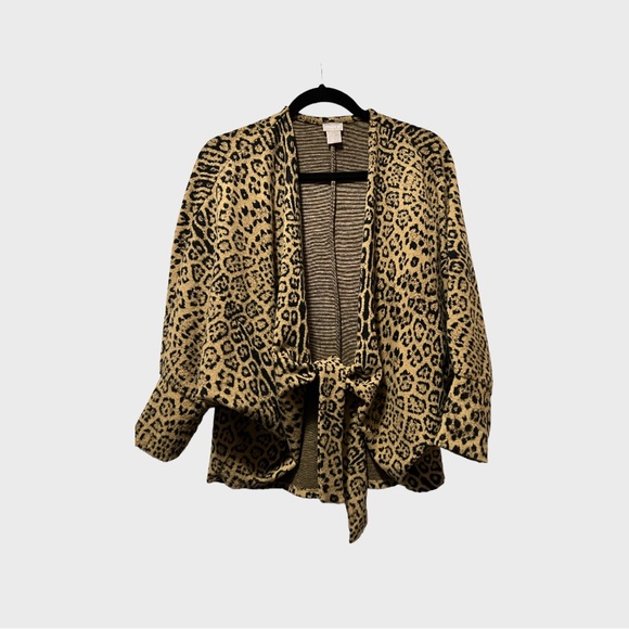 Animal Print Tie-Front Cardigan M - Picture 1 of 2
